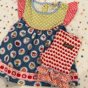 Matilda Jane Apple Tunic/Shorties SET. Size 2